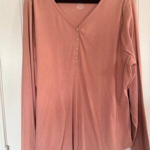 Sonoma Women's Long Sleeve V-Neck Top - Pink